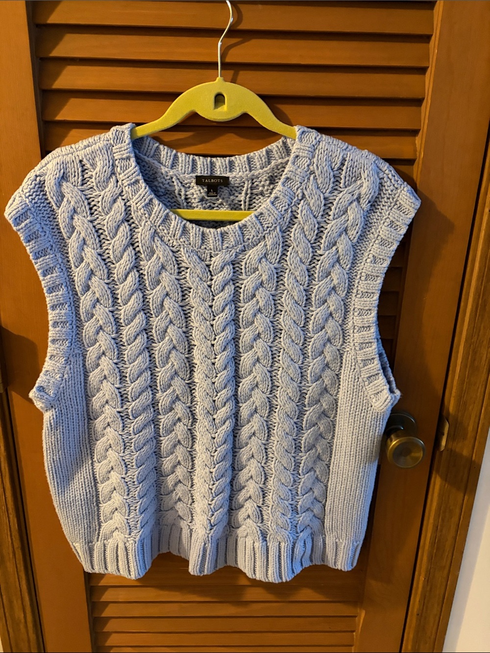 Talbots Pale Blue Cable-Knit Sweater Vest